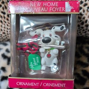 New In Box, American Greetings 2006 Home Dog Ornament - White, Red, and Green
